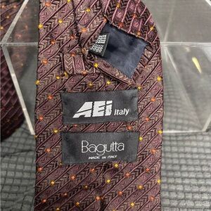 Bagutta Burgundy and Orange Patterned Silk Tie